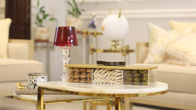 GOLDEN RECTANGULAR  TRAY - مستطيل ذهبي: صينية