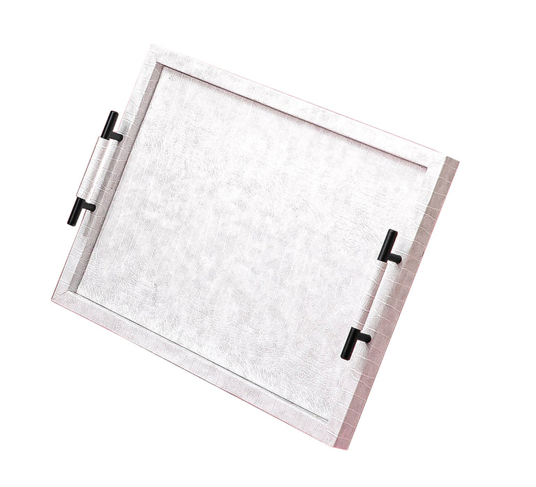 Leather Trays With Metal Handle ( large ) كبير صواني جلدية بمقبض معدني