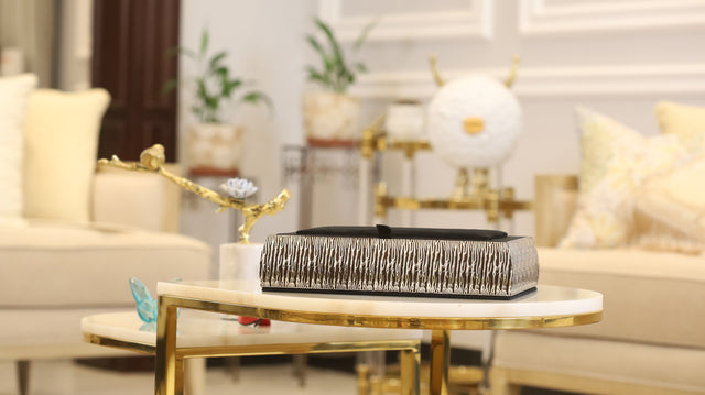 VIP WOODEN VELVET BLK/SILVER RECTANGULAR -  VIP WOODEN VELVET BLK / فضي مستطيل